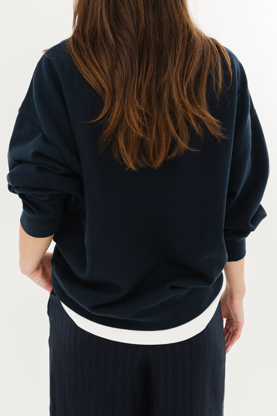Anine Bing Miles Collegiate Sweatshirt in Dark Navy | Shop Tula