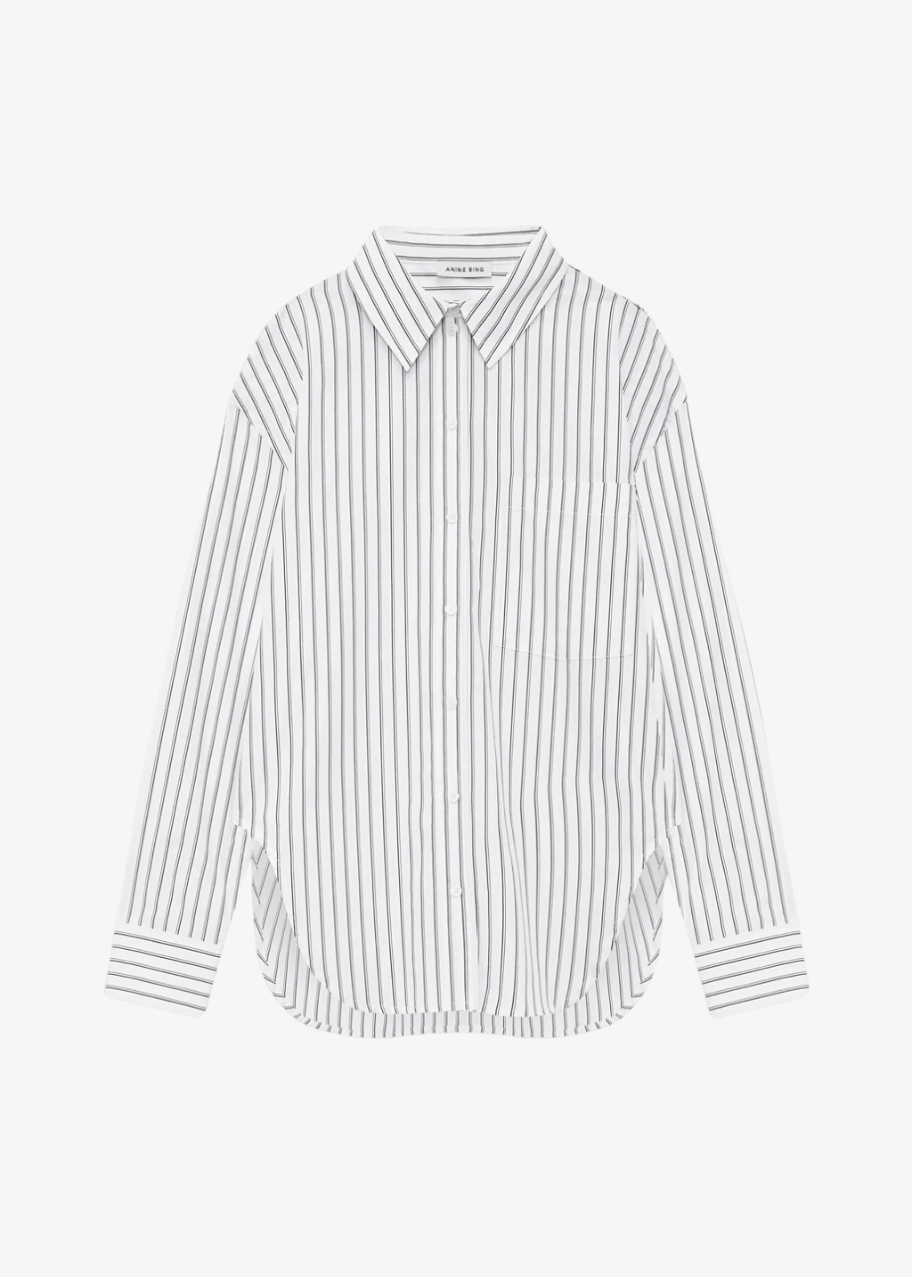 Anine Bing Scott Shirt in White and Black Stripe | Shop Tula
