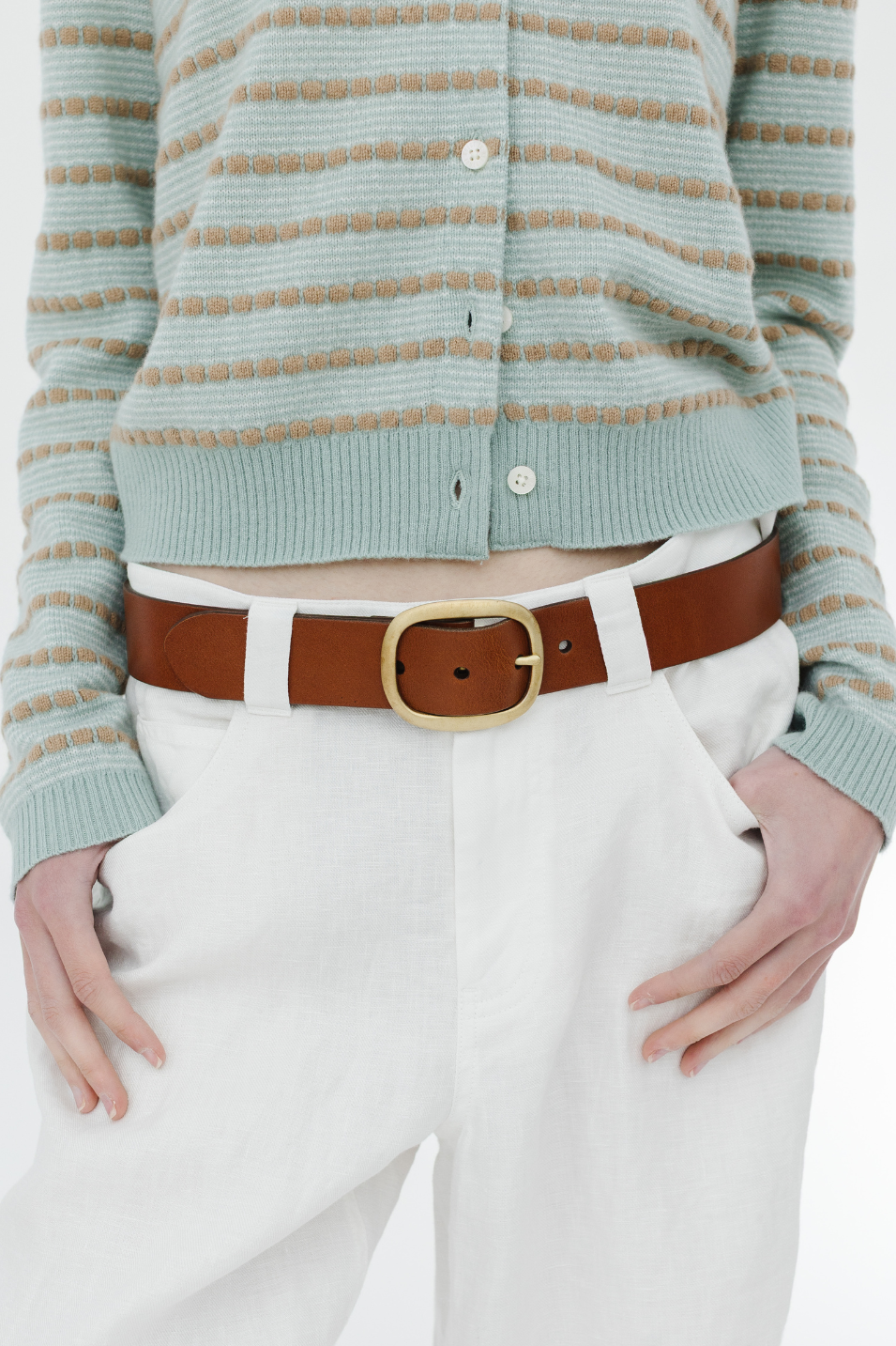 DePalma Leather Clasico Belt in Tobacco/Brass | Shop Tula