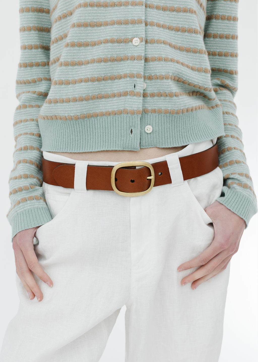 DePalma Leather Clasico Belt in Tobacco/Brass | Shop Tula
