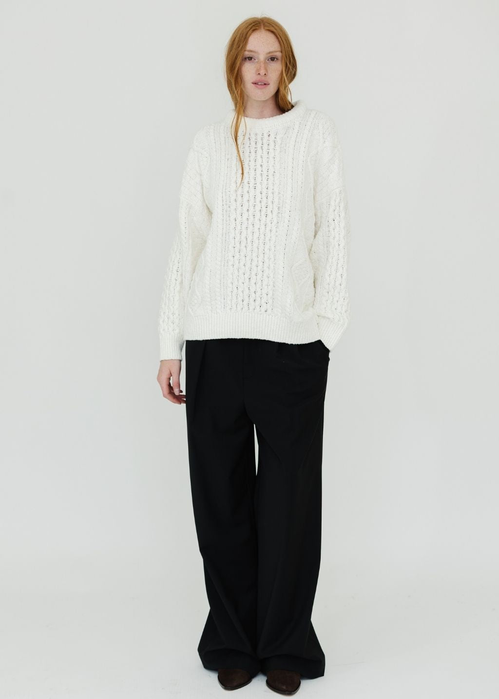 Denimist Oversized Aran Sweater in White | Shop Tula
