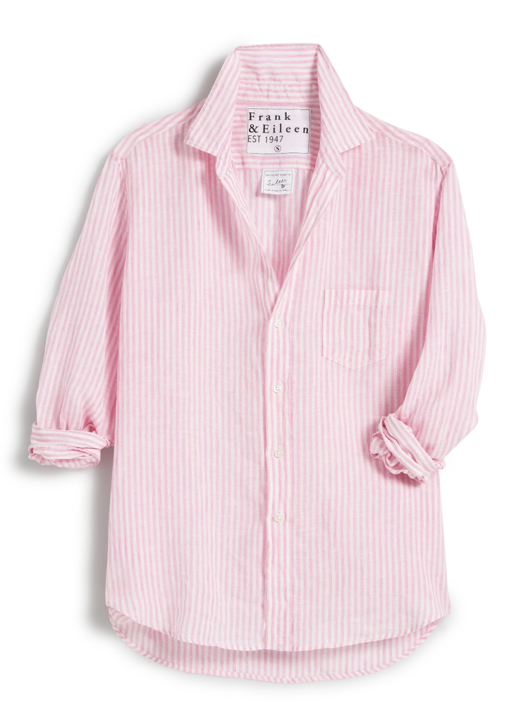 Frank & Eileen "Eileen" Button Up in Pink Stripe Linen | Tula's Online Boutique