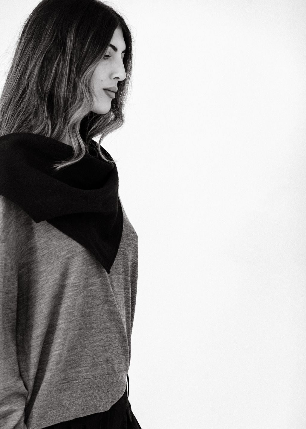 ELIZABETH Navy Wool Bandana Scarf | Shop Tula