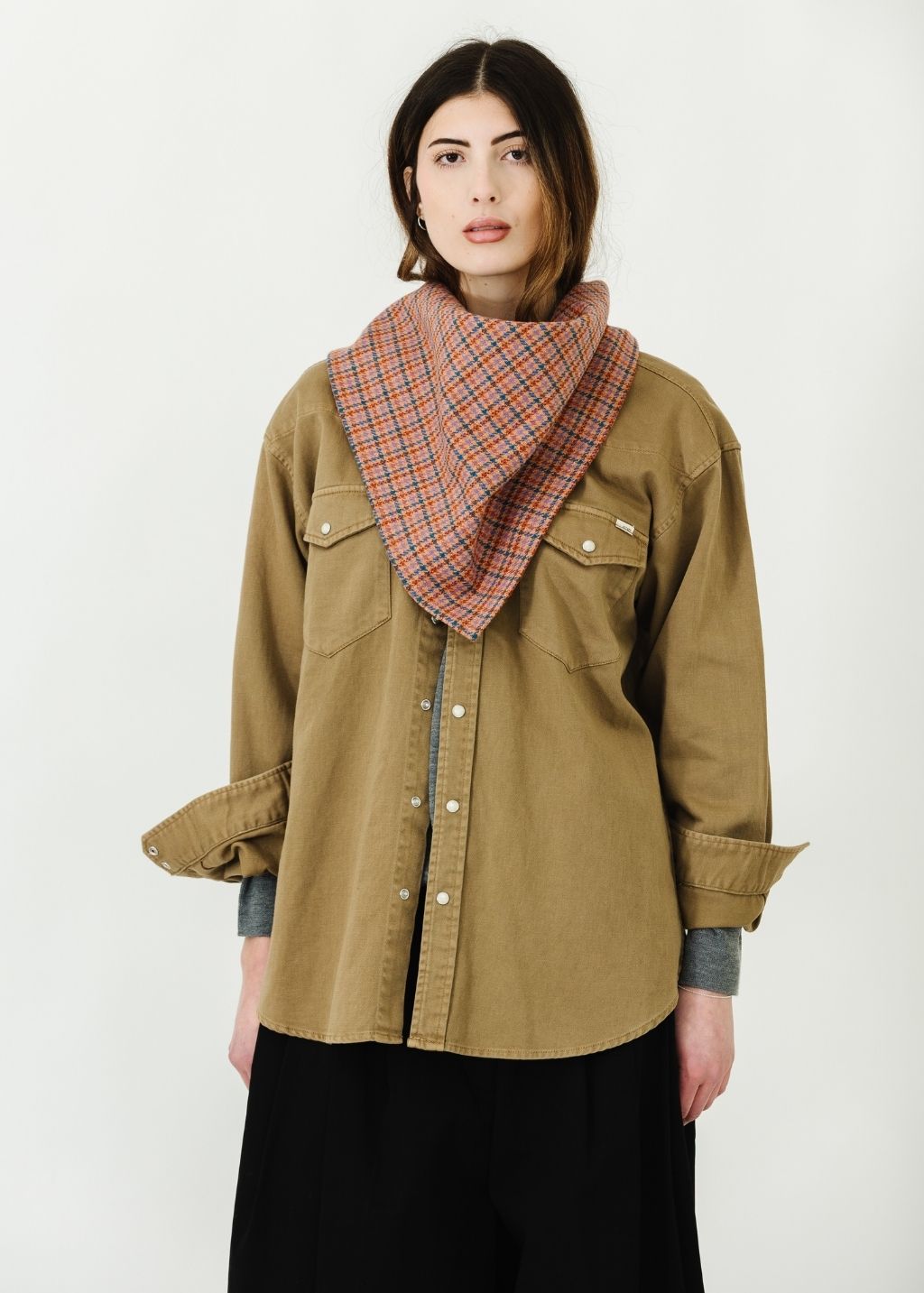 ELIZABETH Reversible Wool Bandana Plaid Multi | Shop Tula