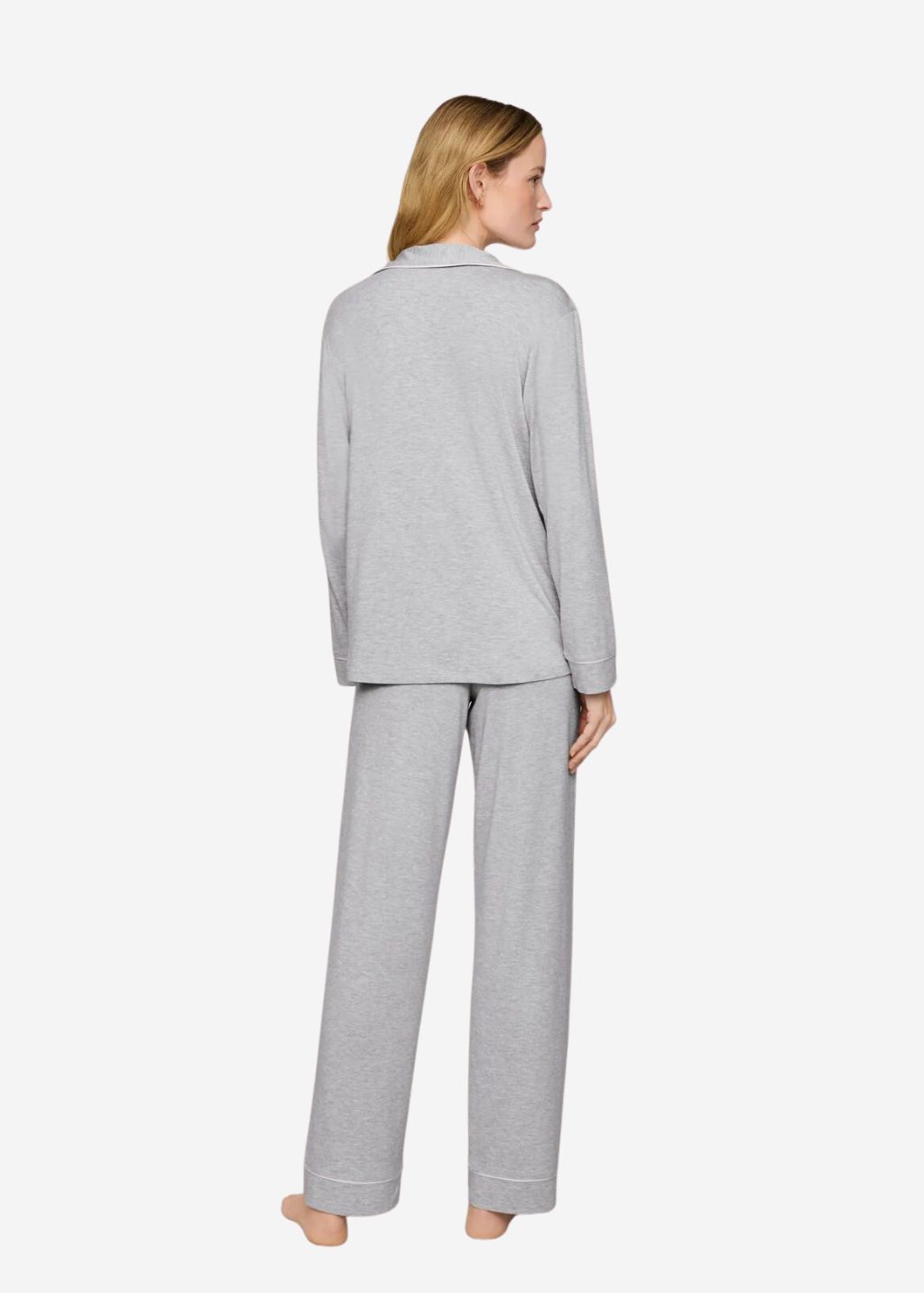 Eberjey The Long PJ Set in Heather Grey/Sorbet Pink | Shop Tula