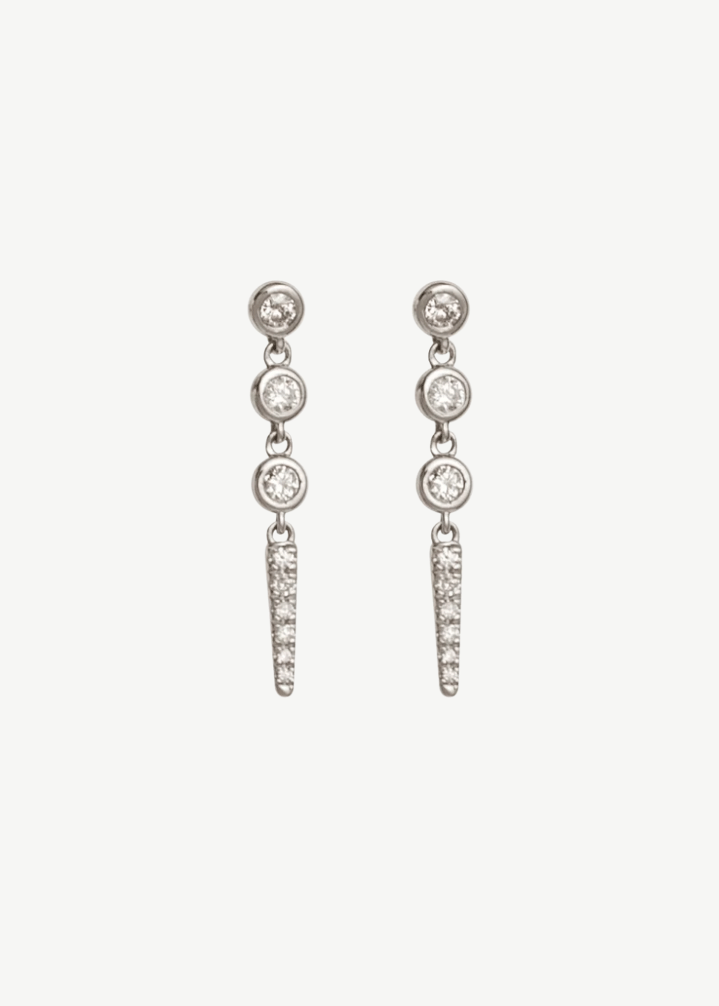 Felicidad Bezel Set Dangle Stud Earrings in White Gold | Shop Tula