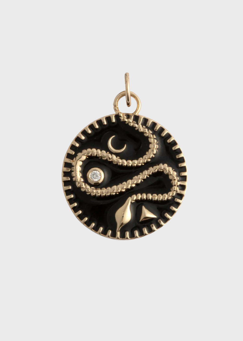 Felicidad Black Enamel and Diamond Serpent Pendant | Shop Tula