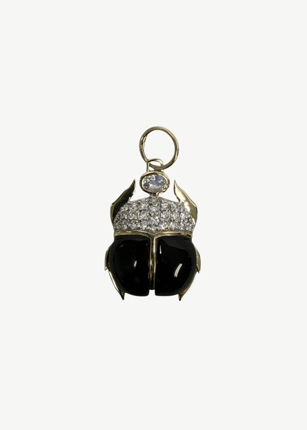Felicidad Black Onyx, Rainbow Moonstone, & Diamond Scarab Pendant | Shop Tula