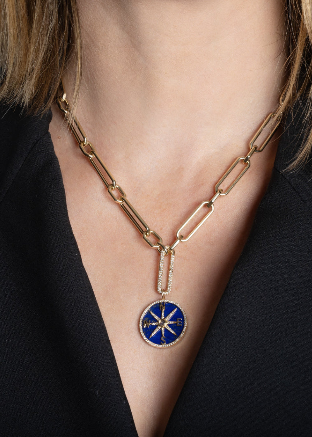 Felicidad Compass Lapis and Diamond Pendant | Shop Tula