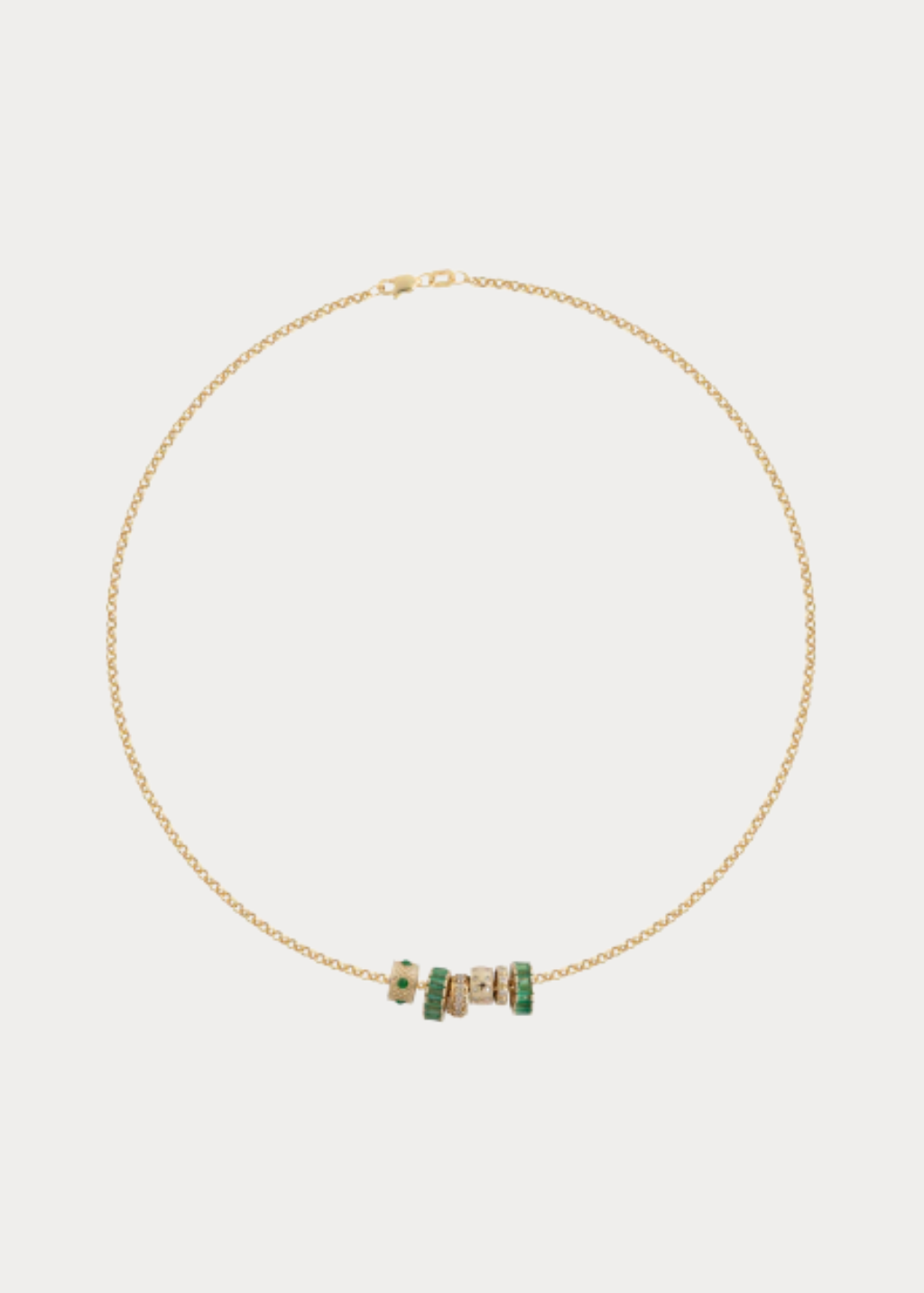 Felicidad Emerald and Diamond Roundel Bead Necklace | Shop Tula