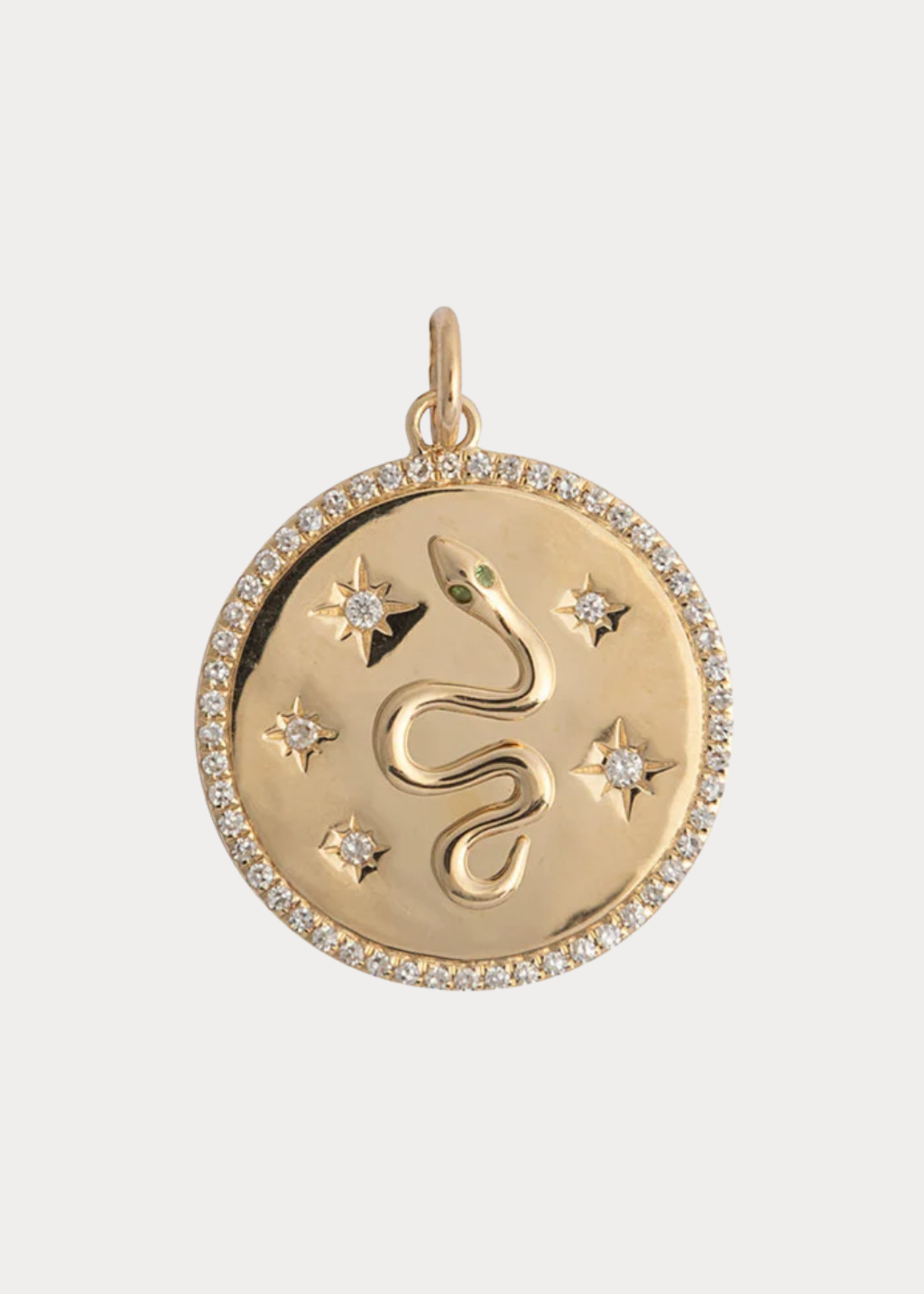 Felicidad Serpent Diamond Pendant with Emerald Eyes and Stars | Shop Tula