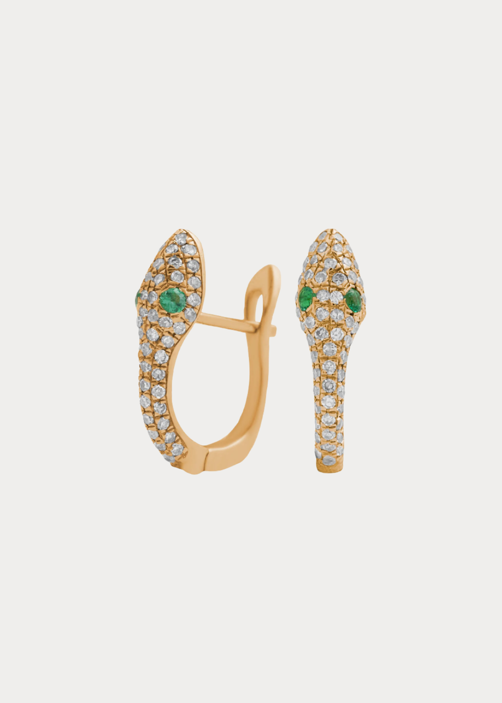 Felicidad Serpent Diamond and Emerald Huggie Earrings | Shop Tula