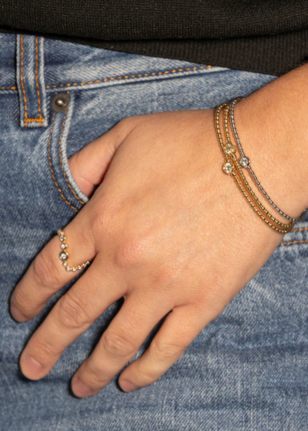 Felicidad Single-Station Diamond Flexi Bangle Bracelet in White Gold | Shop Tula