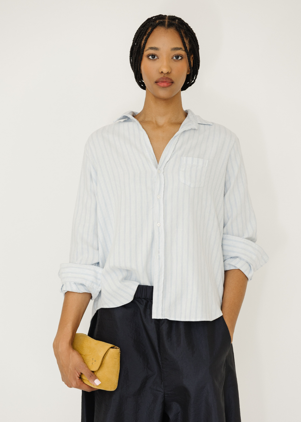Frank & Eileen 'Eileen' Button-Up in Blue Stripe | Shop Tula
