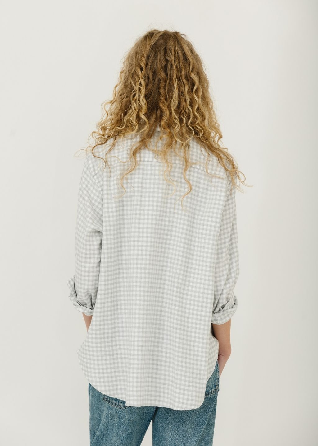 Frank & Eileen 'Eileen' Button-Up in Grey & White Check Back | Shop Tula