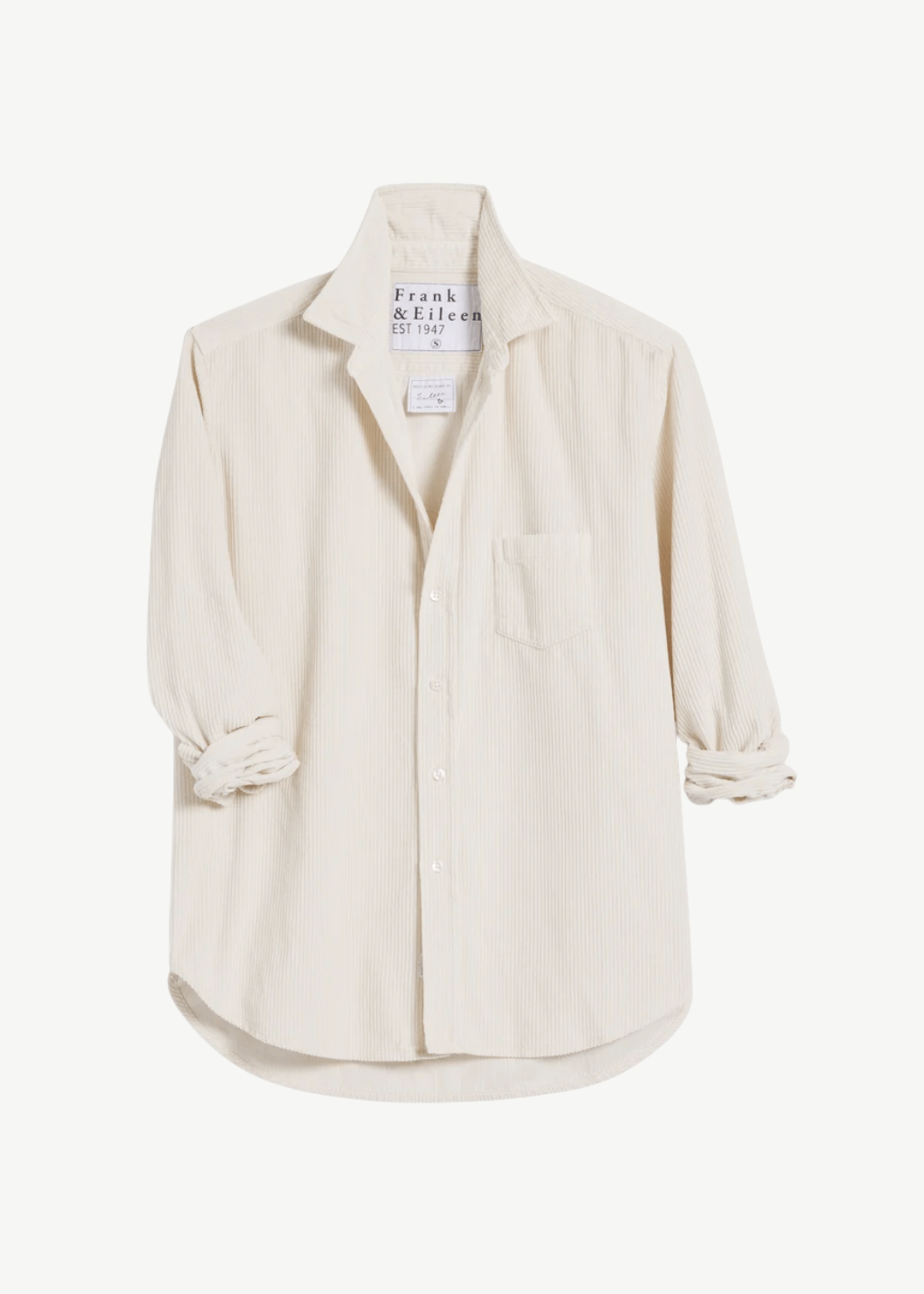 Frank & Eileen 'Eileen' Button-Up in White Corduroy | Shop Tula