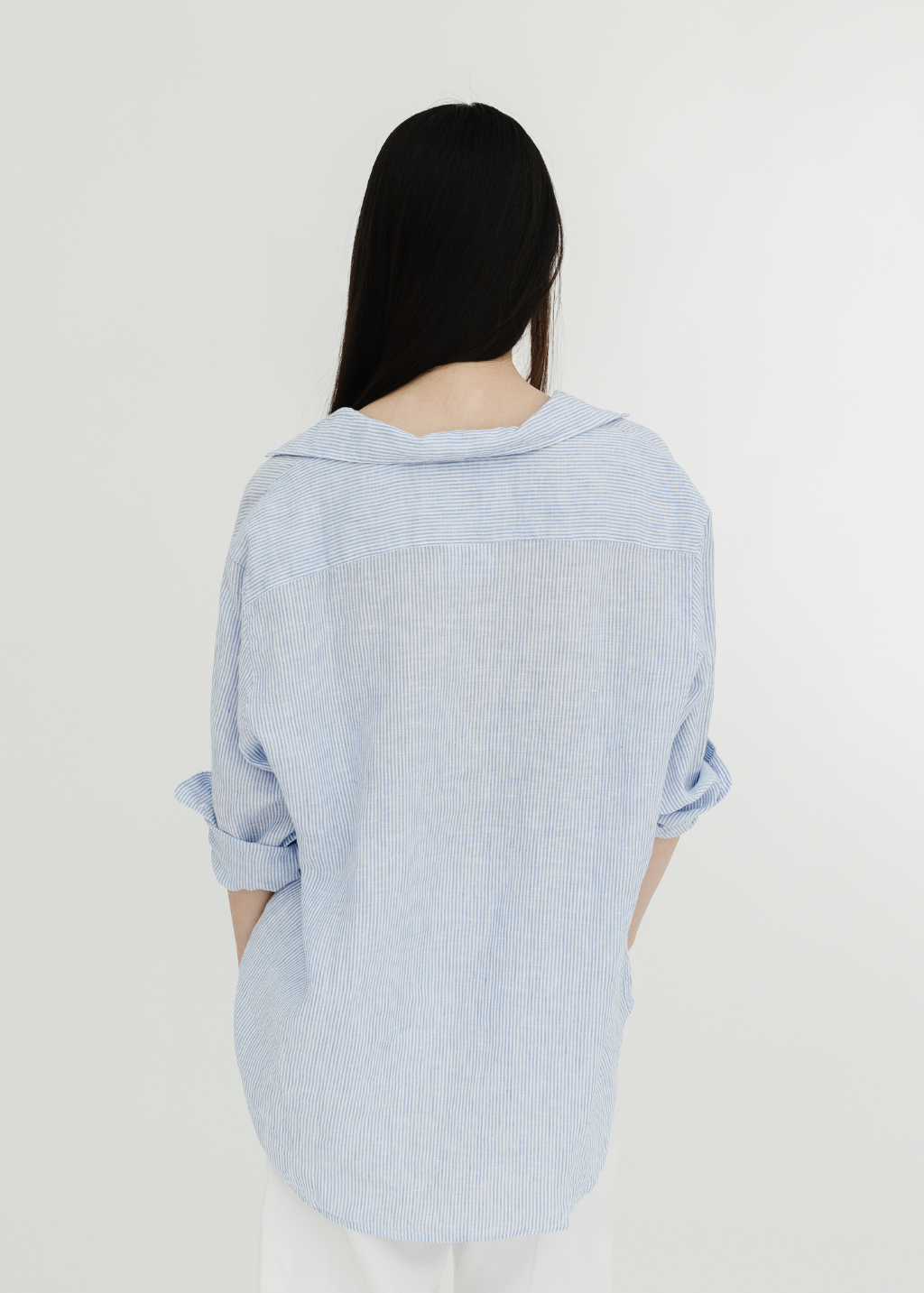Frank & Eileen "Eileen" Button Up in Navy Thin Stripe | Shop Tula