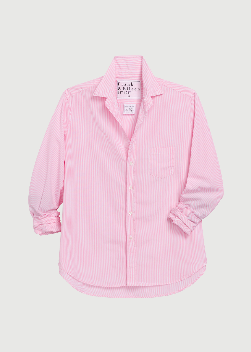 Frank & Eileen Relaxed Button-Up Shirt in Pink Stripe | Shop Tula