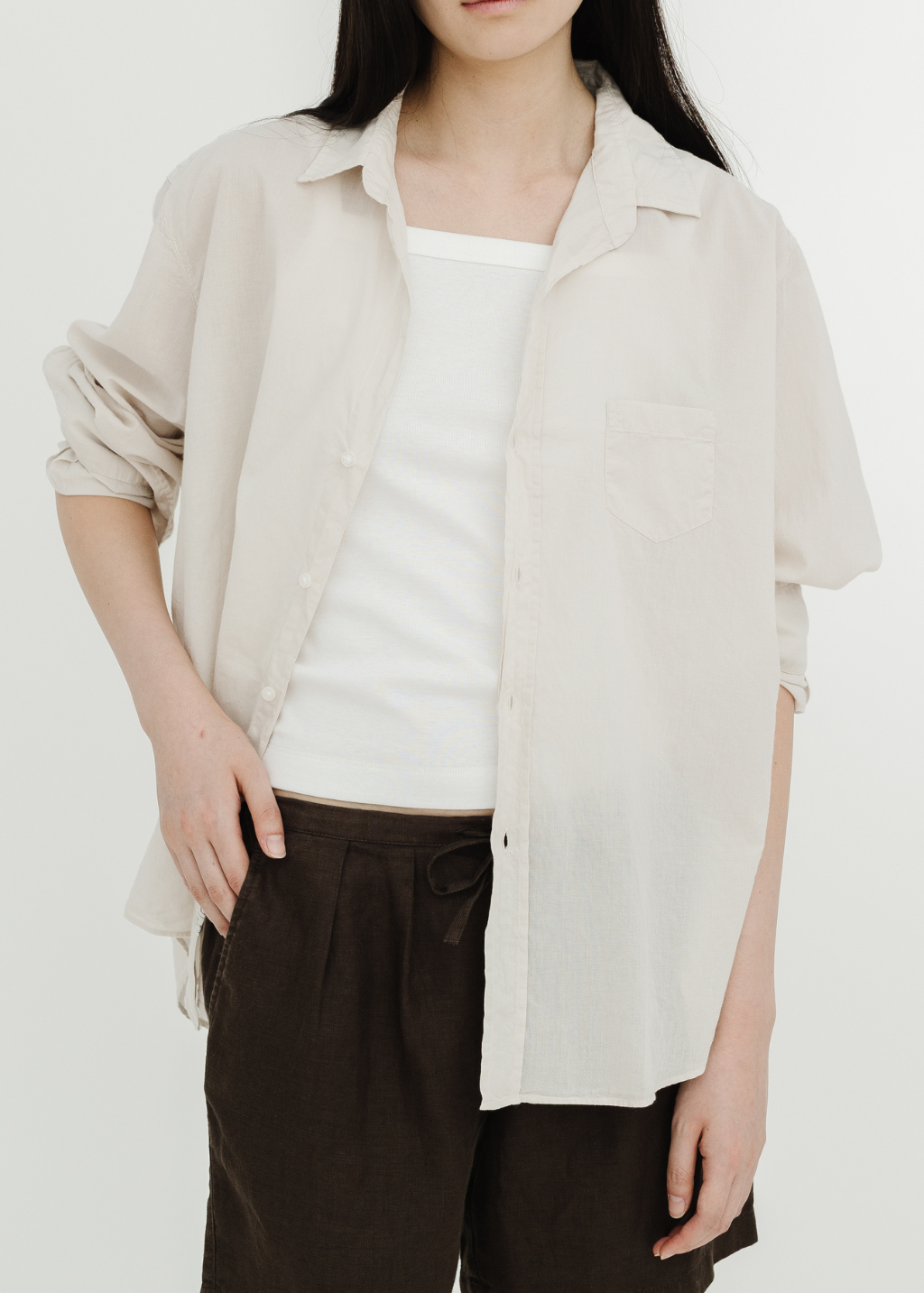 Frank & Eileen Relaxed Button Up Shirt in Sand | Shop Tula