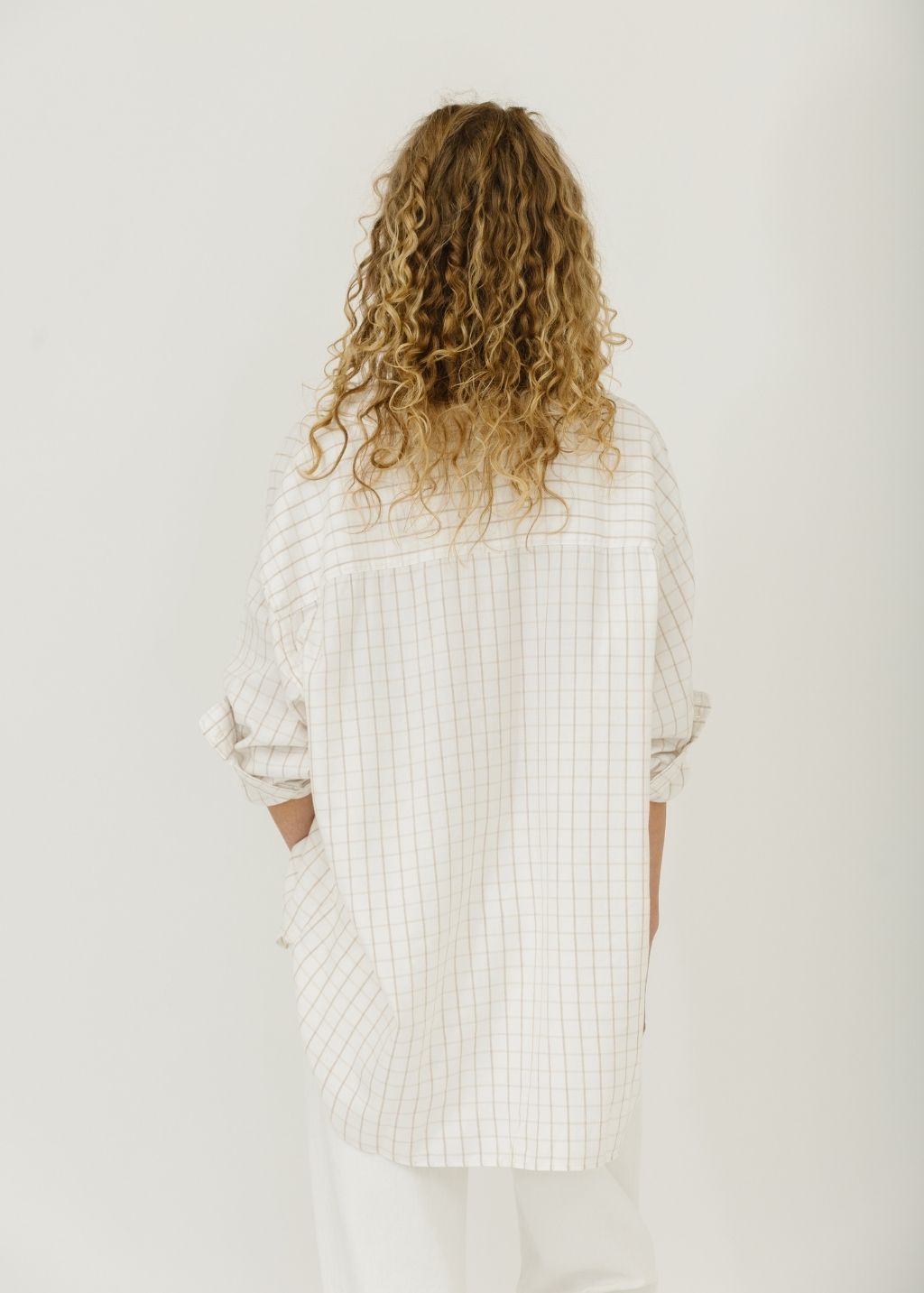 Frank & Eileen "Shirley" Oversized Button-Up in Cream/Camel Check | Shop Tula
