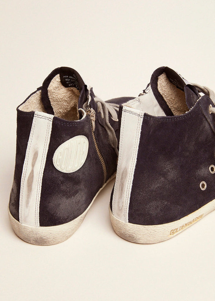Golden Goose Francy Nightblue Suede Sneakers White Detailing | Tula's Online Boutique