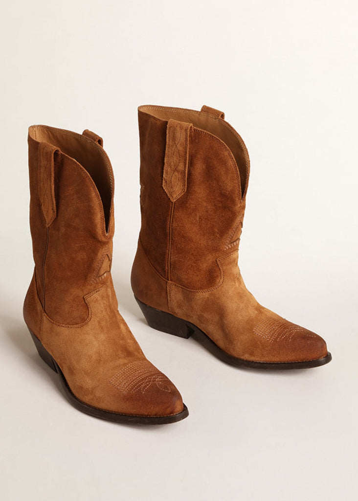 Golden Goose Wish Star Cowboy Boot Cognac Leather | Tula's Online Boutique 