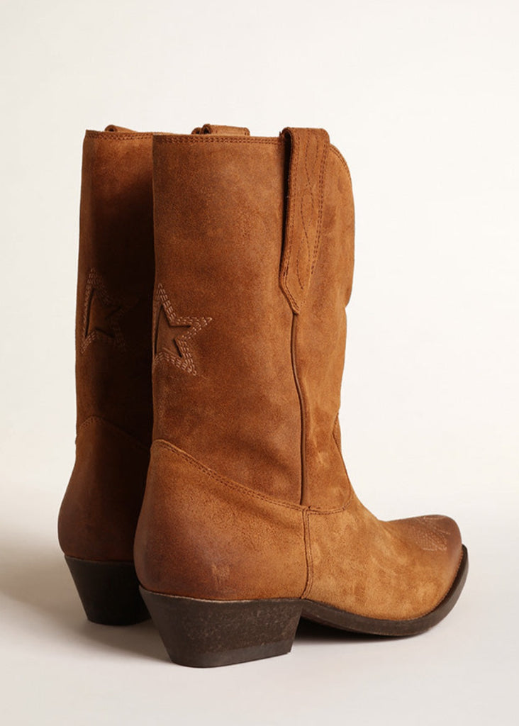 Golden Goose Wish Star Cowboy Boot Suede Star | Tula's Online Boutique 