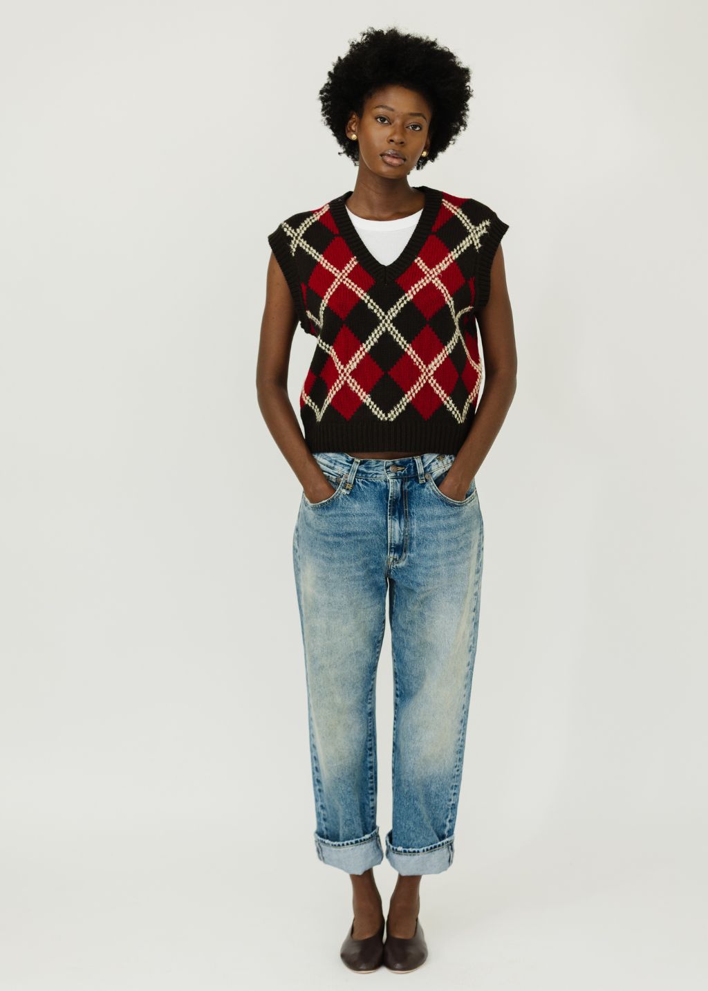 Guest In Residence Argyle Vest in Burnt Cocoa | Shop Tula