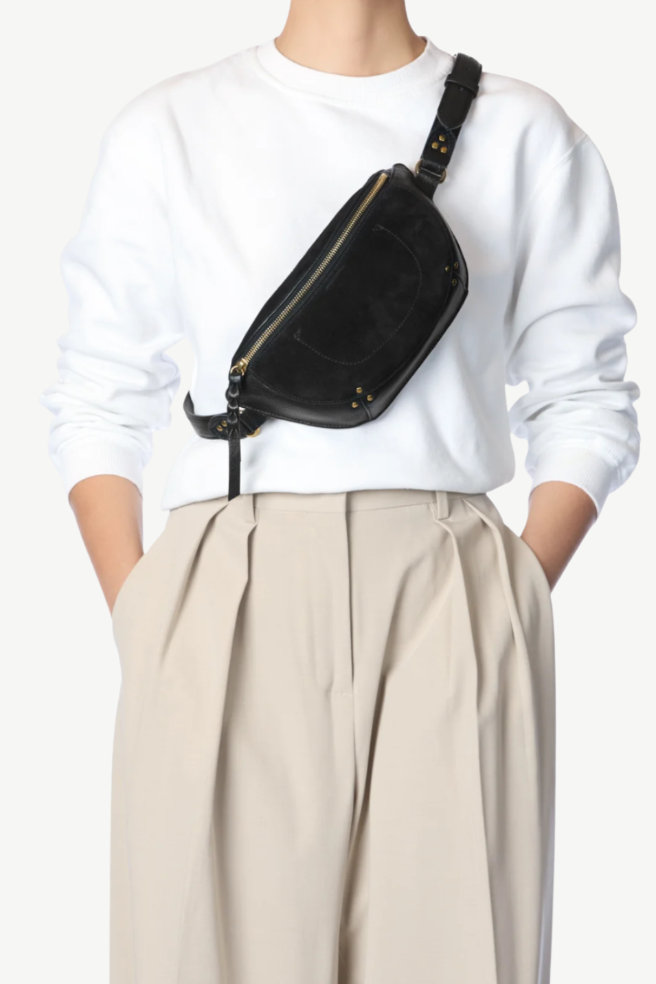 Jerome Dreyfuss Lino Banane Bag in Split Suede Noir | Shop Tula