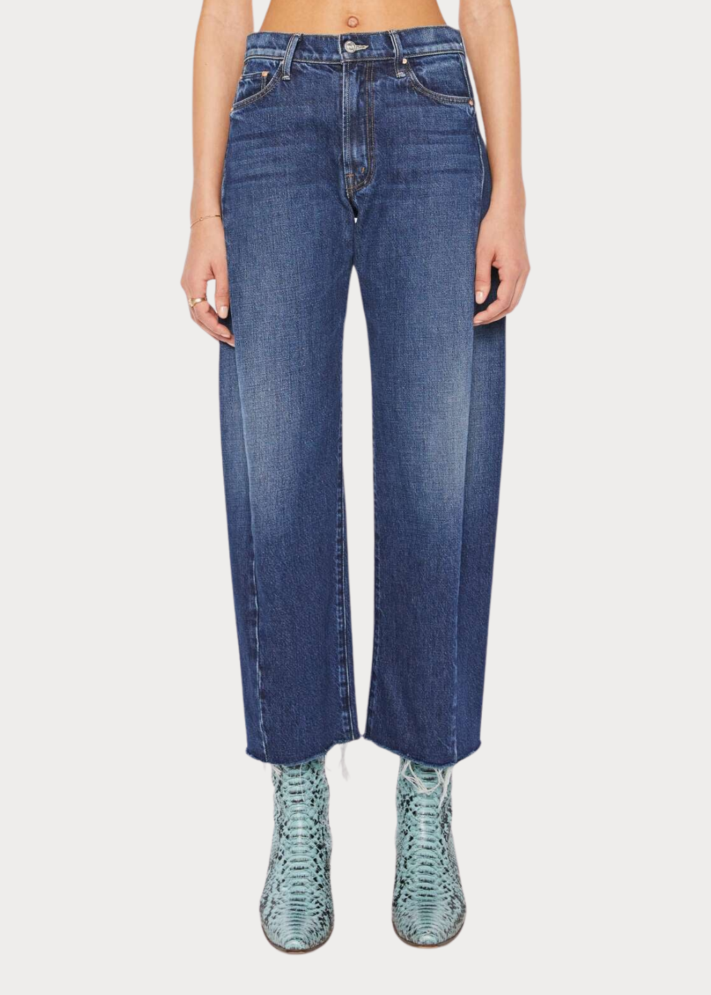 MOTHER Denim Mid Rise Full-Pipe Flood Fray | Shop Tula