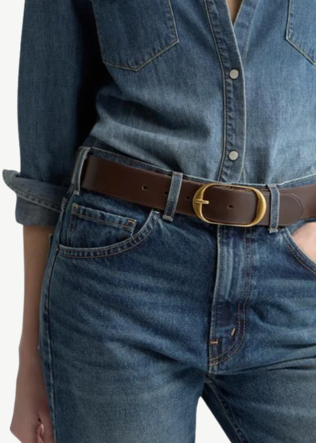 Nili Lotan Nili Belt in Vintage Brown w/ Brass | Shop Tula