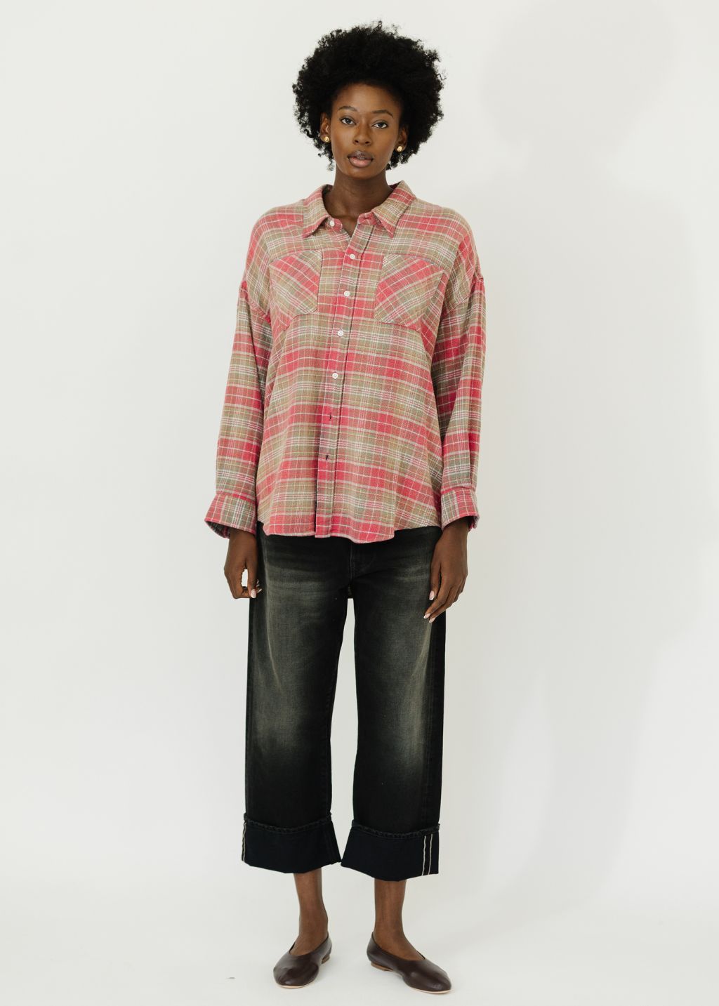 R13 Drop Neck Workshirt in Pink | Shop Tula