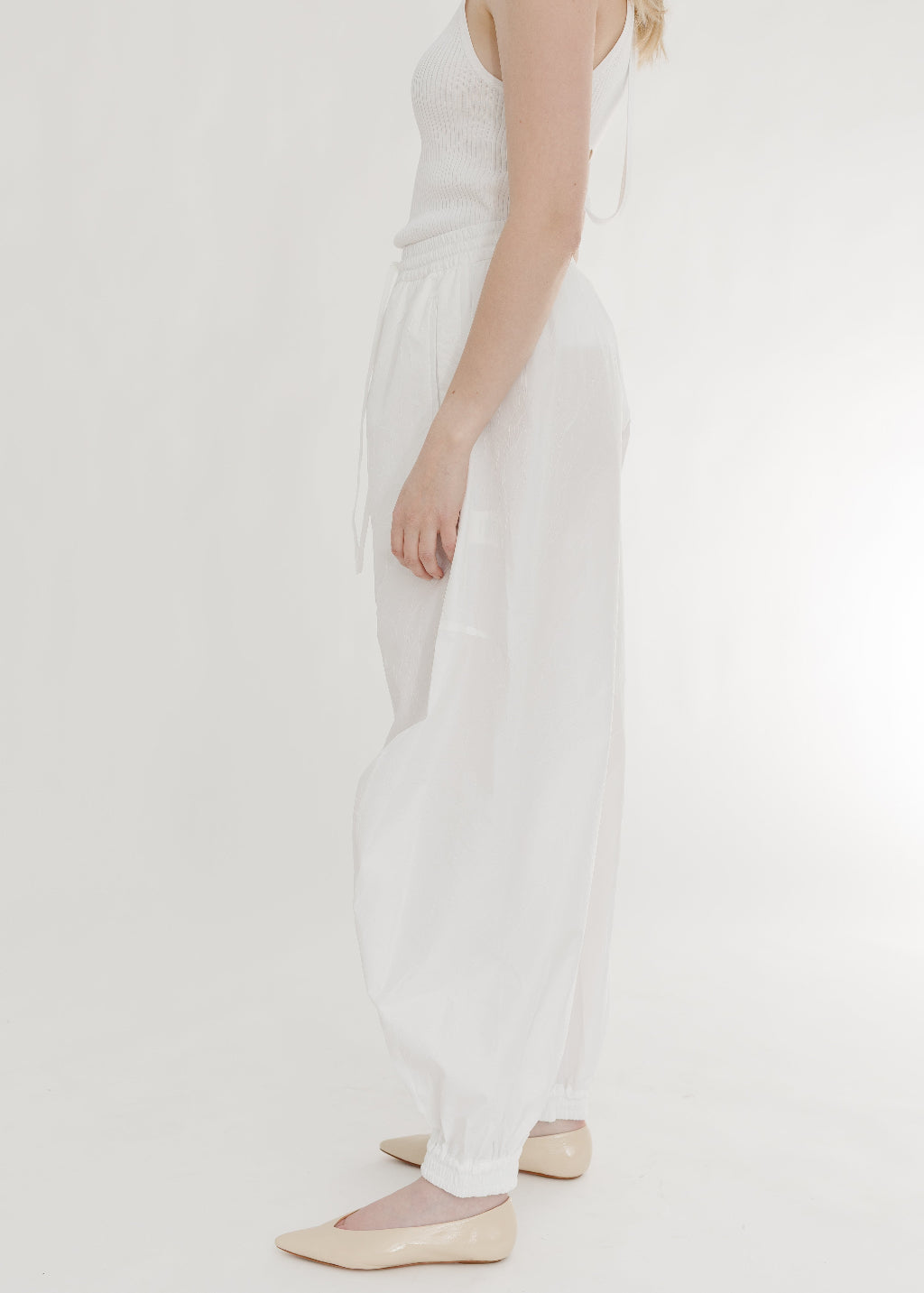 Rohe Crushed Cotton Trousers in Optic White | Shop Tula