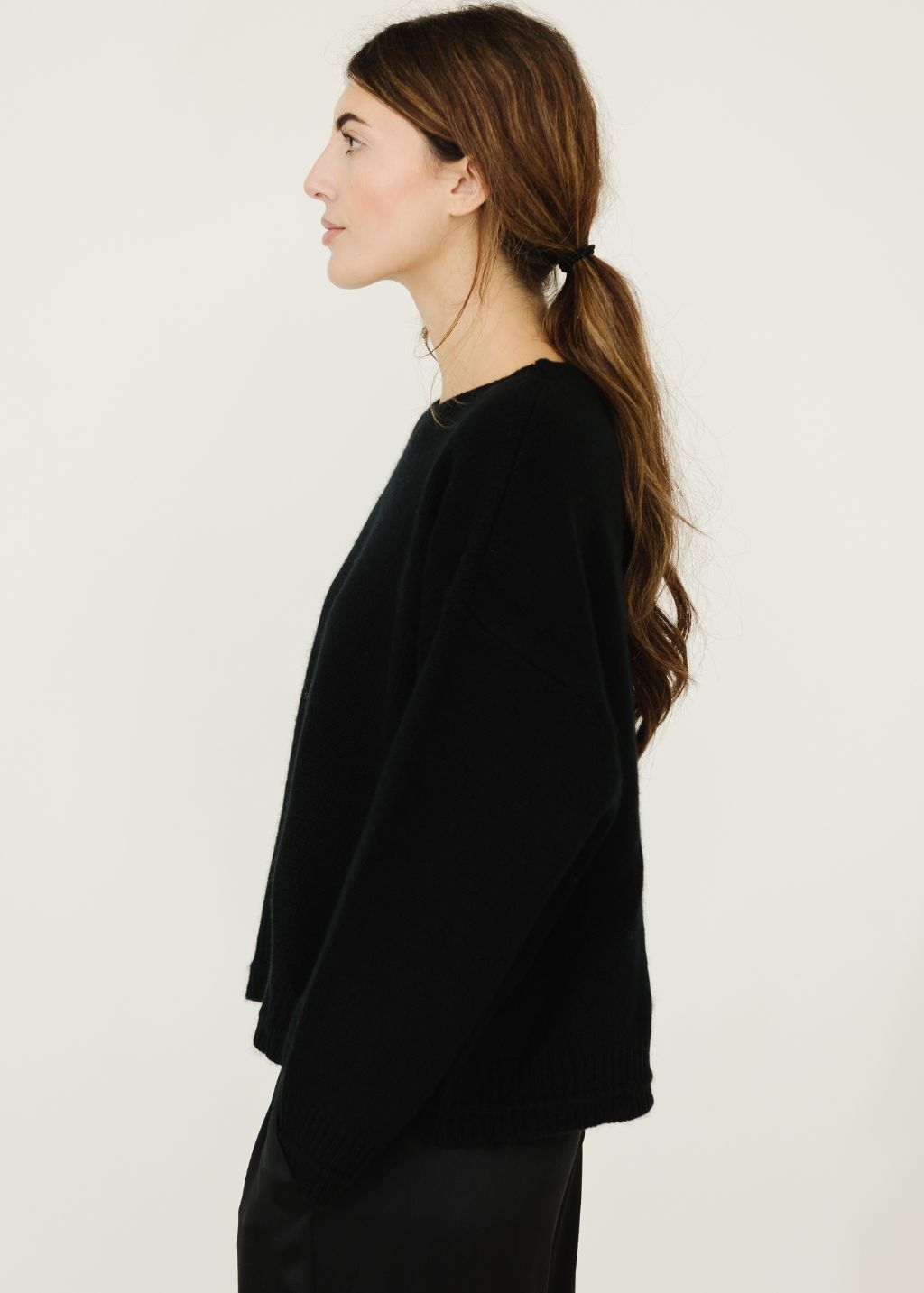 Sablyn Alston Boyfriend Crewneck in Black Side | Shop Tula