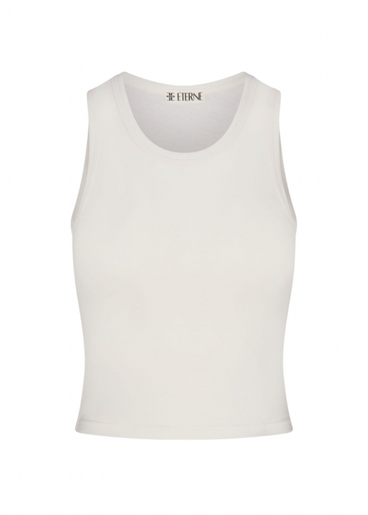 Éterne Fitted Tank in Ivory FLAT LAY | Tula's Online Boutique