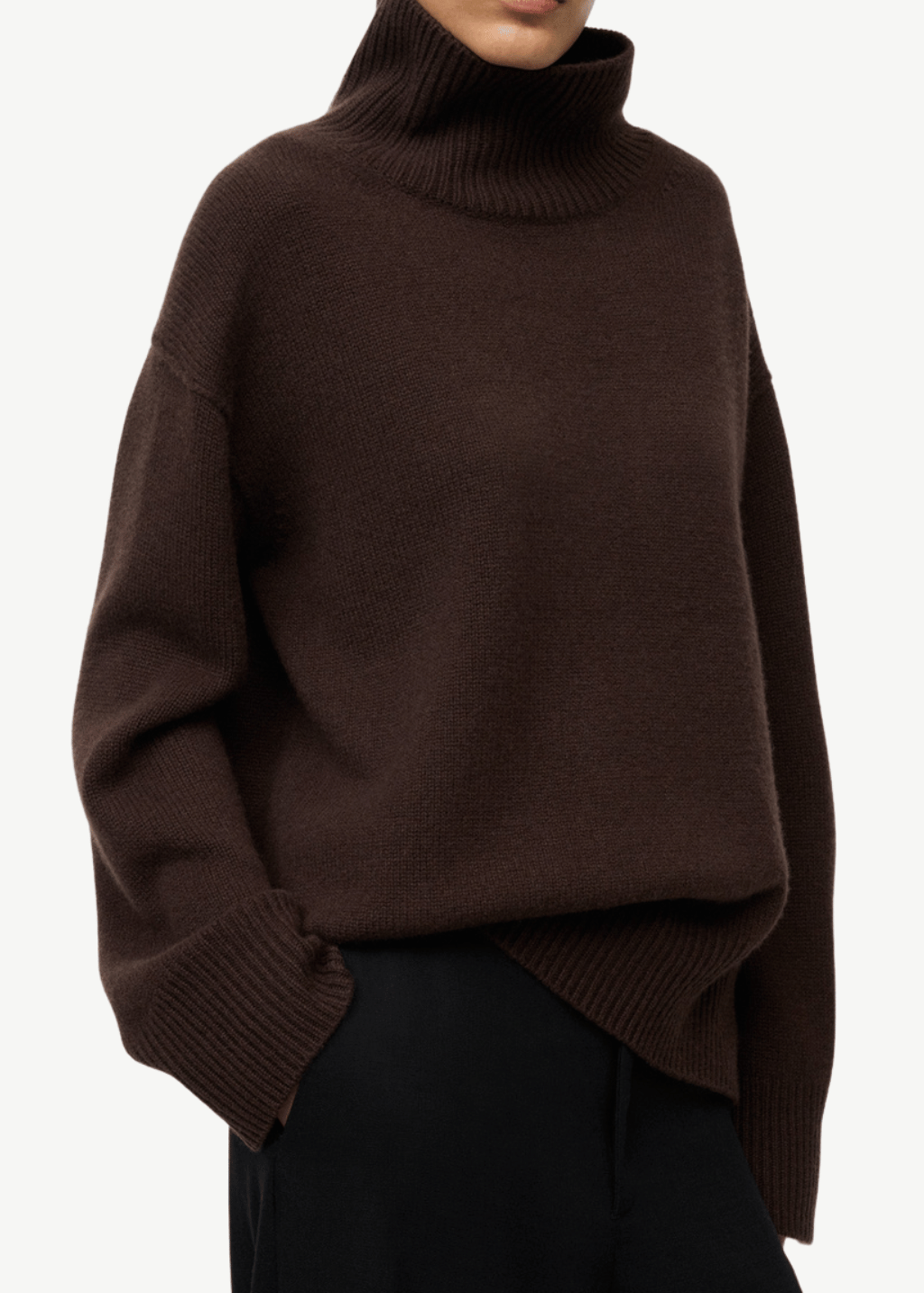 Soft Goat Boyfriend Turtleneck in Mocha | Shop Tula