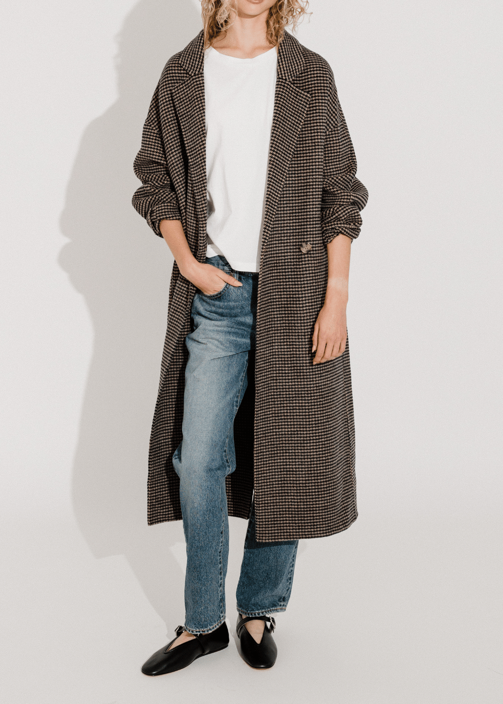 Soft Goat Oversized Houndstooth Coat | Shop Tula