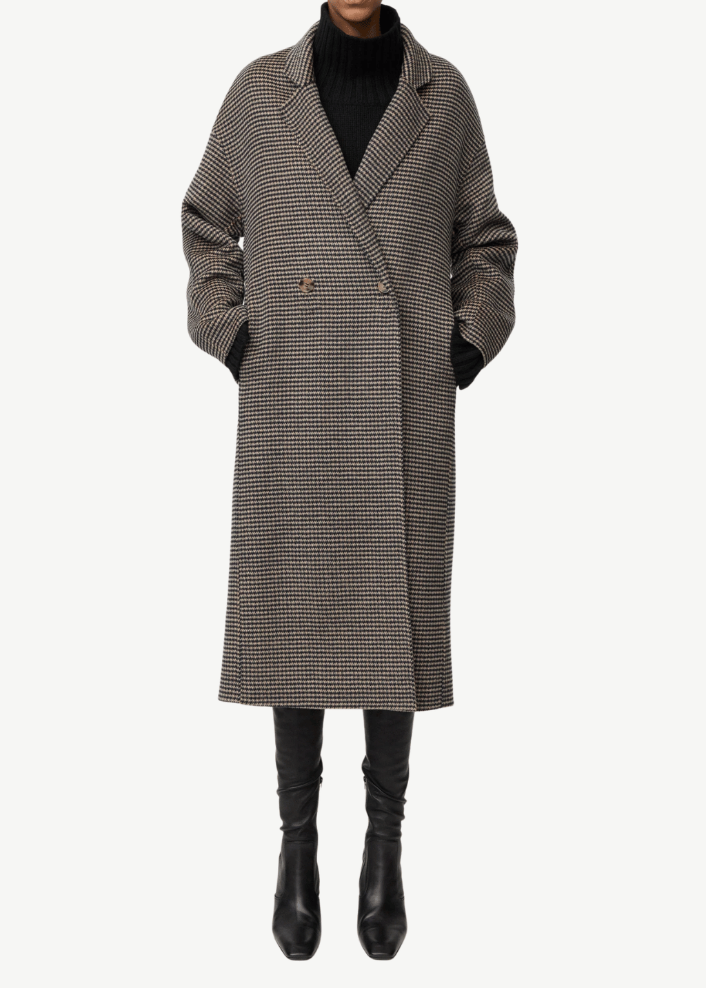 Soft Goat Oversized Houndstooth Coat | Shop Tula