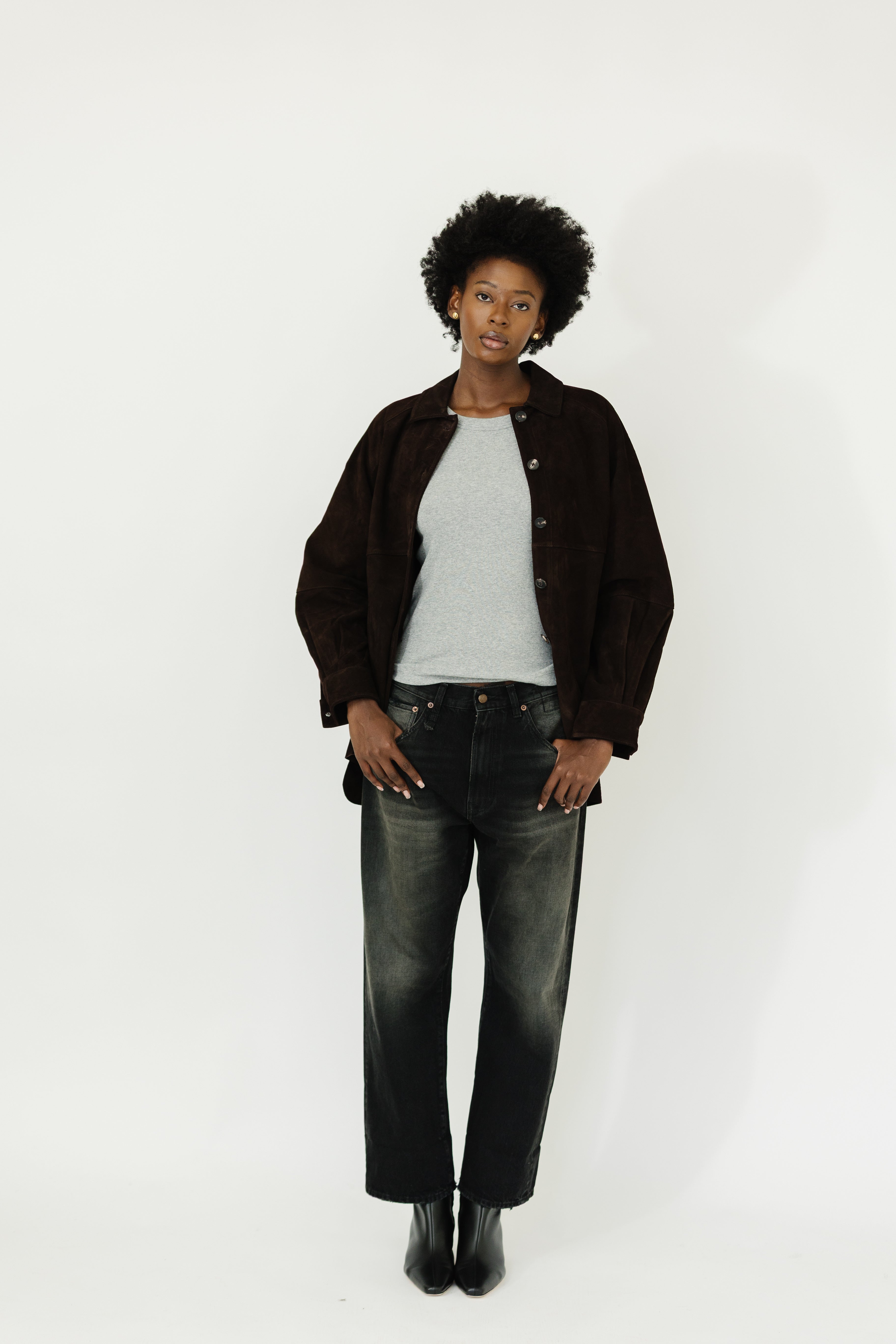 Staud Josette Shirt in Espresso Brown | Shop Tula