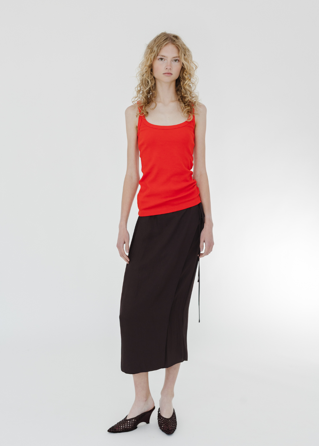 Tibi Summer Slip Wrap Skirt in Chocolate Brown | Shop Tula