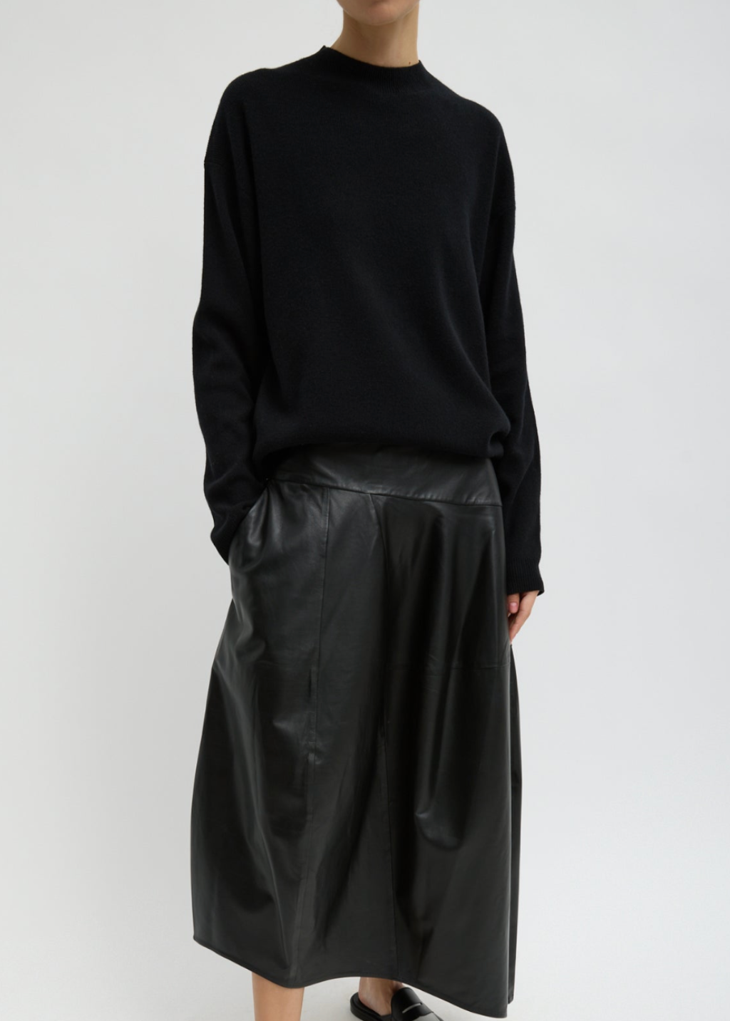 Tibi Anna Merino Wool Cut Out Racerback Pullover Crewneck in Black | Shop Tula