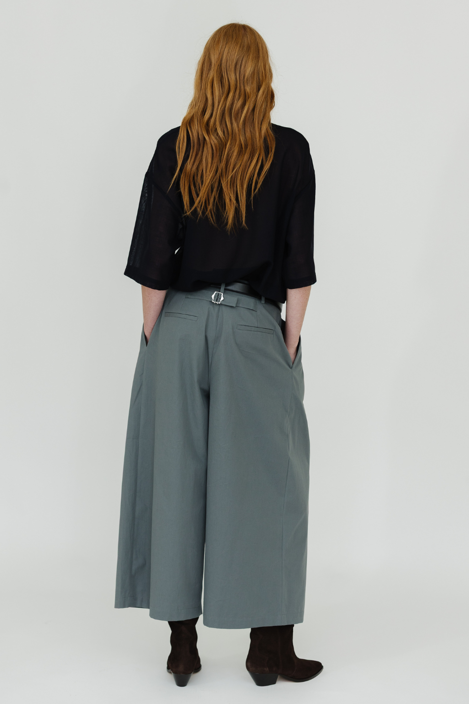 Tibi Bio Twill Triple Pleat Cropped Pant in Grey | Shop Tula