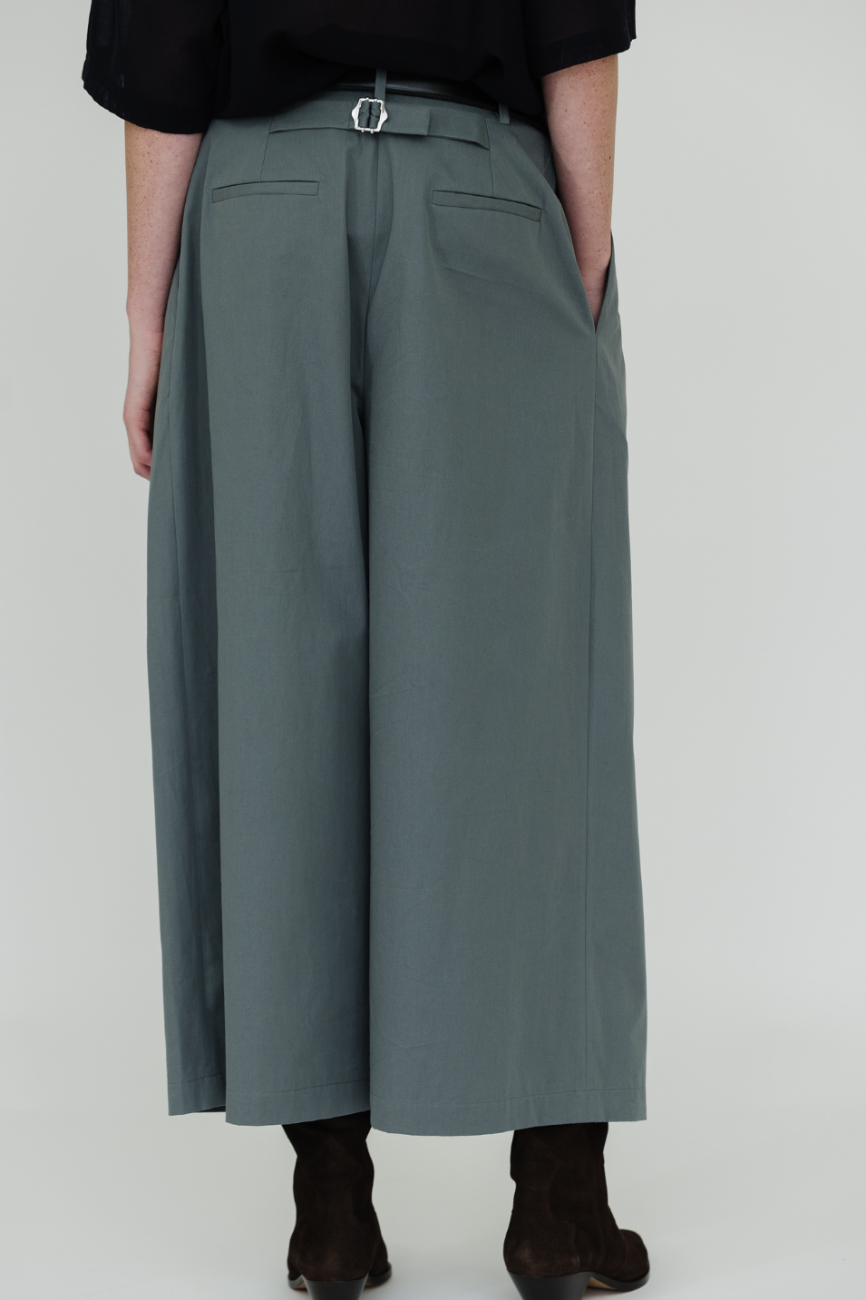 Tibi Bio Twill Triple Pleat Cropped Pant in Grey | Shop Tula