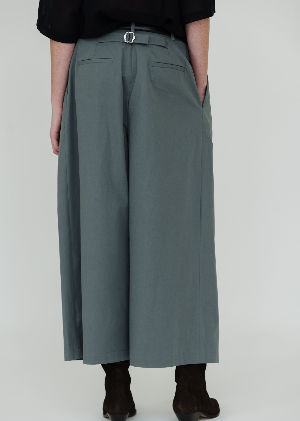 Tibi Bio Twill Triple Pleat Cropped Pant in Grey | Shop Tula