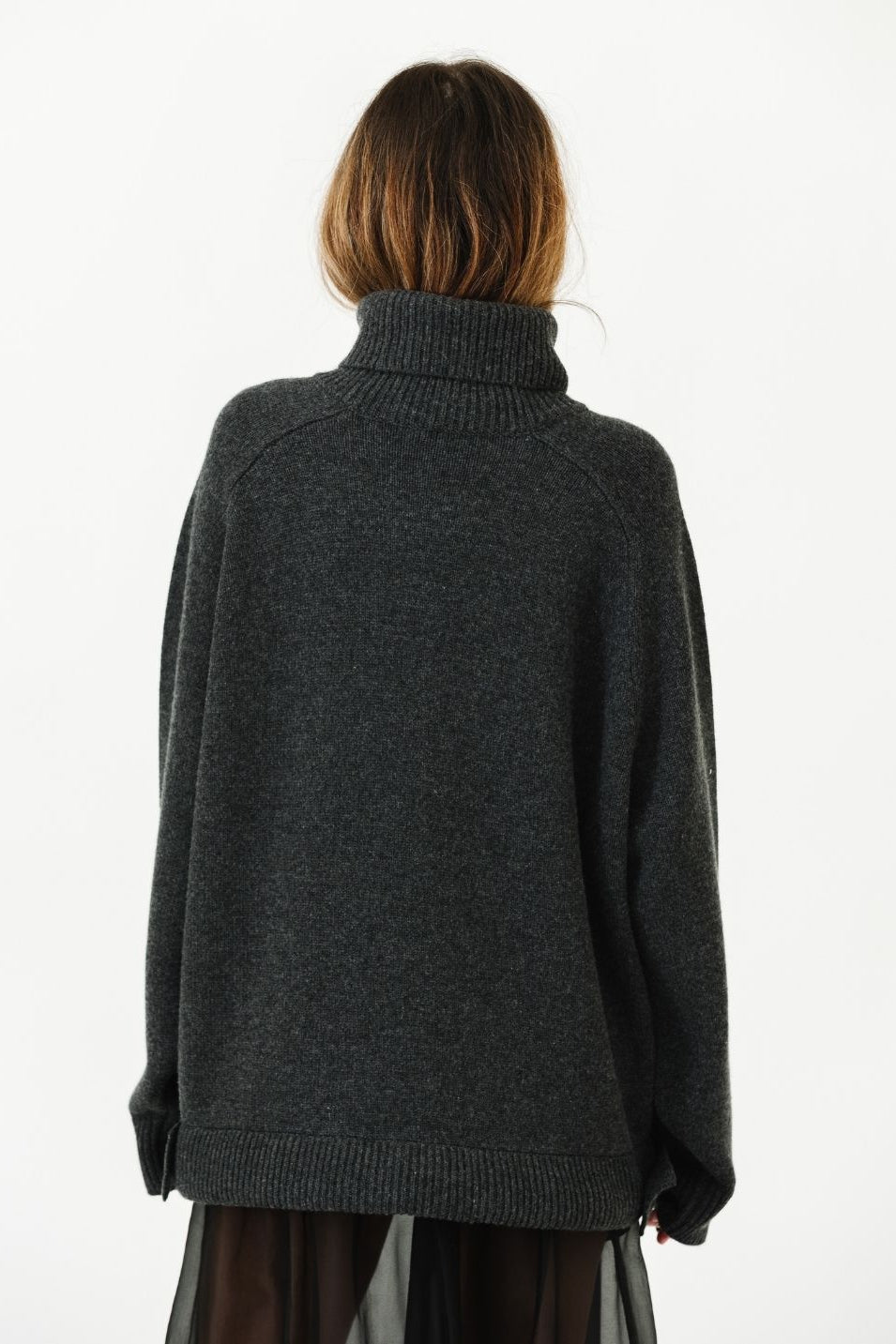 Tibi Cashmere Sweater TNeck Oversized Pullover Back | Shop Tula