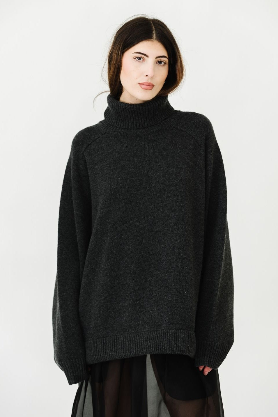 Tibi Cashmere Sweater TNeck Oversized Pullover in Grey | Shop Tula