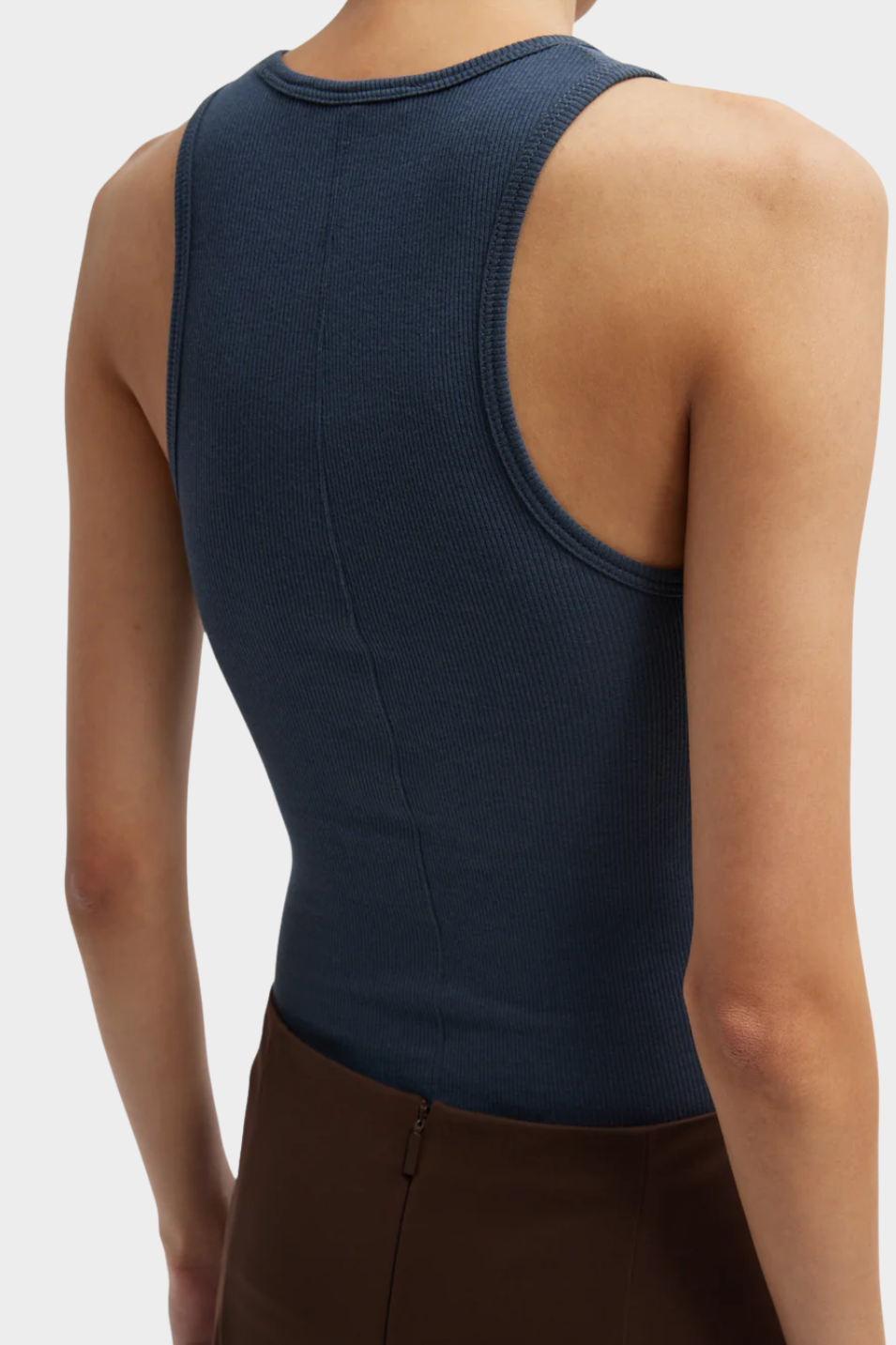 Tibi Circular Fine Rib T Tank in Blue Fog | Shop Tula