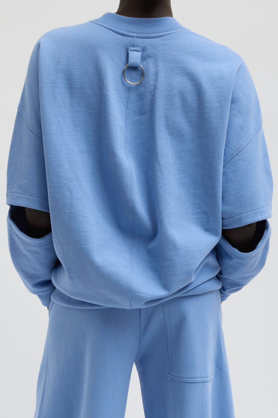 Tibi Cocoon Crewneck Sweatshirt in Blue | Shop Tula