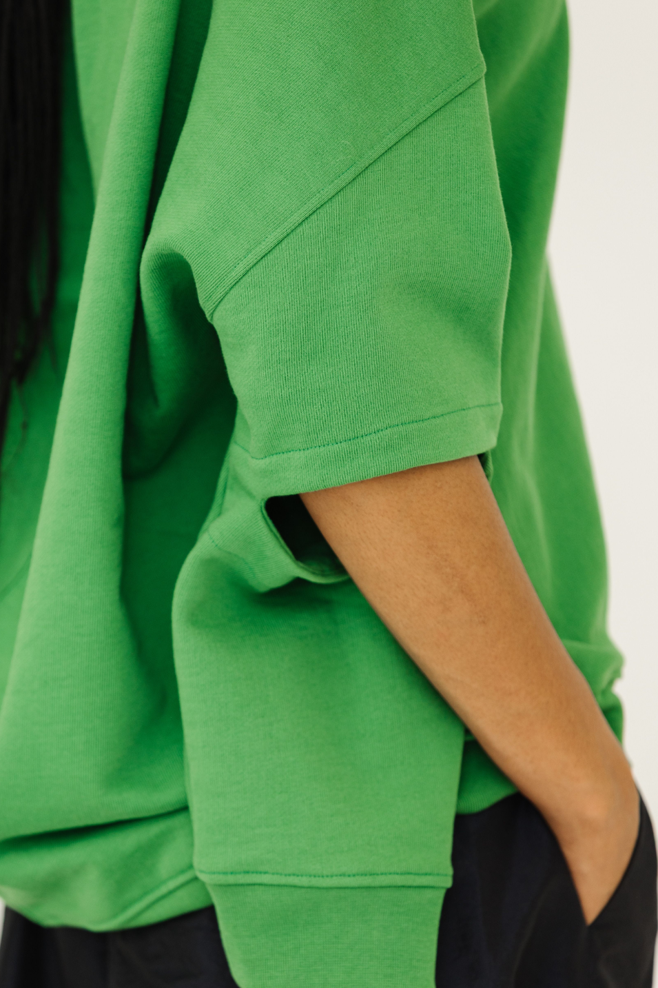 Tibi Cocoon Crewneck Sweatshirt in Green | Shop Tula