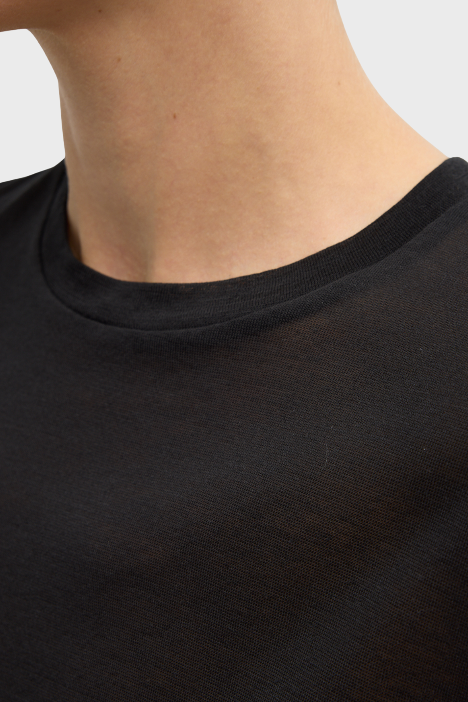Tibi Crepe Knit Mock Neck Unisex T in Black | Shop Tula